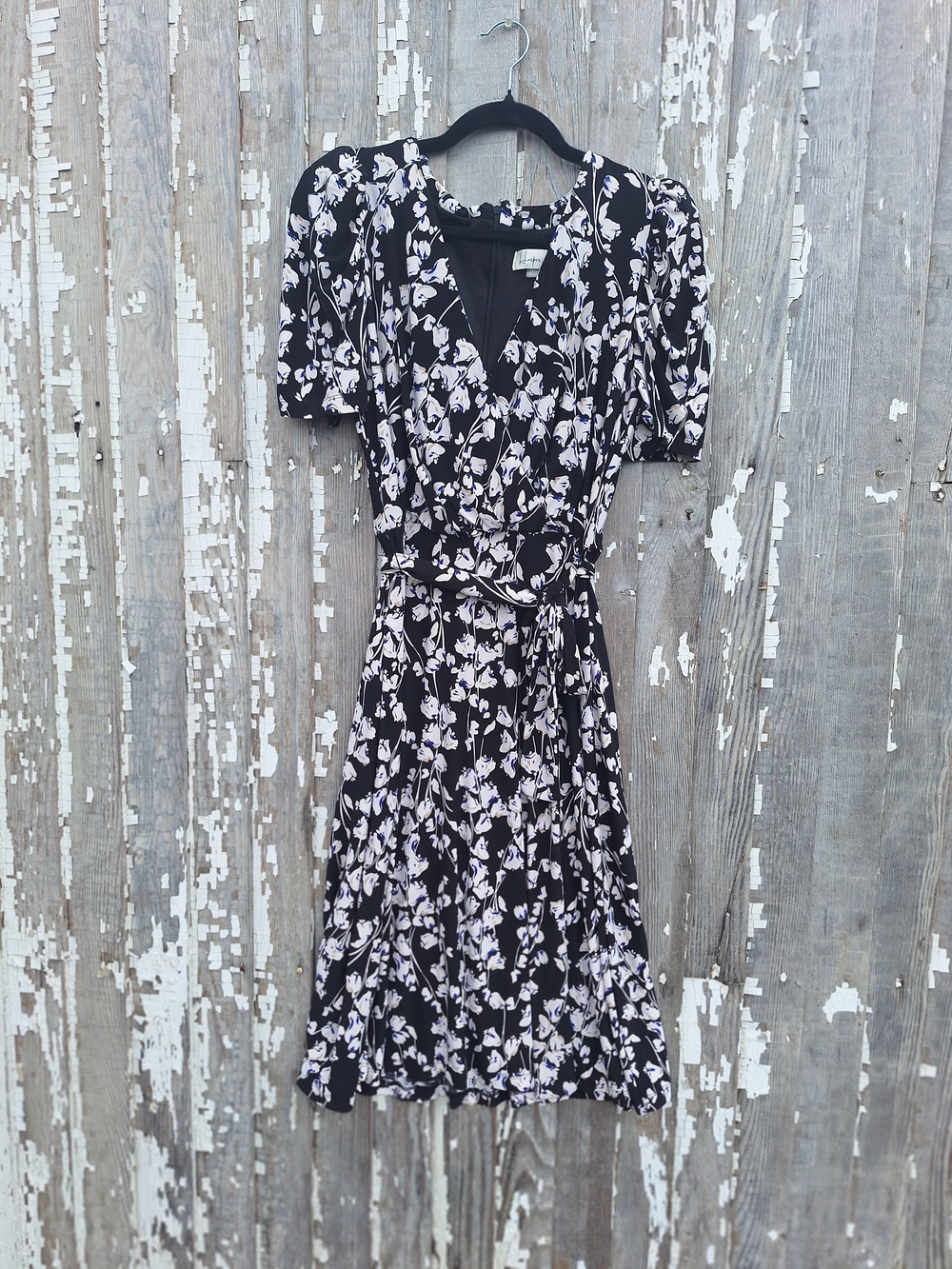Harper Rose Black Floral Midi Wrap Dress Size 10